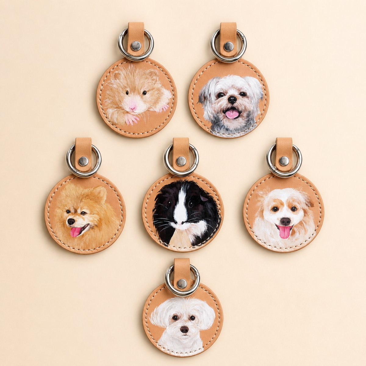 custom hand painted round leather pet tag custom hand painted round leather pet tag